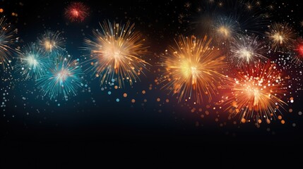 Wall Mural - Banner with fireworks on light black background