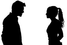 A Black Silhouette Of A Couple Arguing.