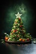 Sapin Culinaire de Noël : Carte de Voeux à Base de Légumes et Aliments Sains