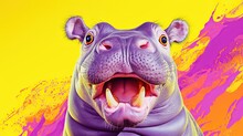  A Hippopotamus With Its Mouth Open And It's Tongue Out.  Generative Ai