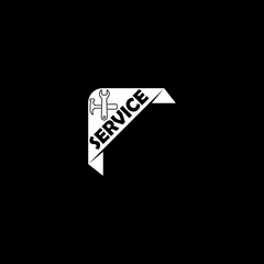 Wall Mural - Service work repair label or logo icon isolated on dark background 