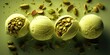 green pistachio ice on a green background with almond topping. generative AI