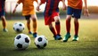 © ibreakstock - Young children players in kids soccer football match on field - Banner