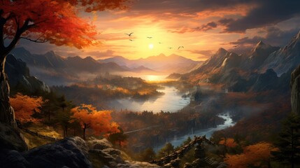 Poster - Beautiful Japan Valley with stunning view game art