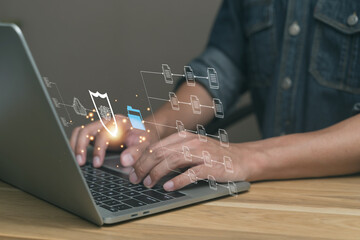 Document Management System (DMS). Artificial Intelligence (Ai) Business digital cloud computing transfer and backup data on device storage. File sharing network. Manage database. Searching report