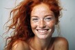 Captivating portrait of a young woman with fiery red hair and freckles, radiating natural beauty and individuality