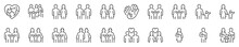 Types Of Family Structures. Thin Line Icon Set. Symbol Collection In Transparent Background. Editable Vector Stroke. 512x512 Pixel Perfect.