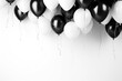 schwarze und weiße Ballons mit Platz für Text. Querformat. Generative Ai.