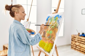 Poster - Young caucasian woman artist smiling confident drawing at art studio