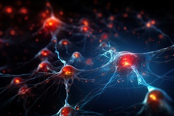 Wall Mural - digital illustration of neuron in colour background. generative ai image