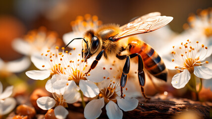 Canvas Print - bee on flower in the garden