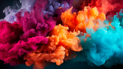 Poster - color powder explosion on black background. colorful cloud background