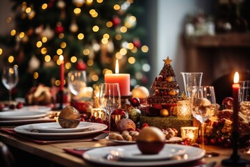 Elegantly Set Dining Table for Holiday Celebration