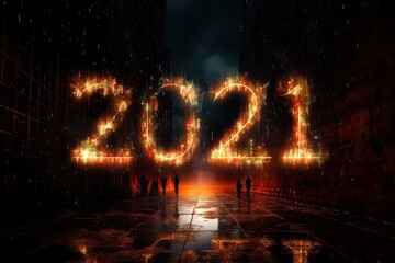 Wall Mural - New year Banner. 3d numbers on black background. Happy New Year. Generative AI