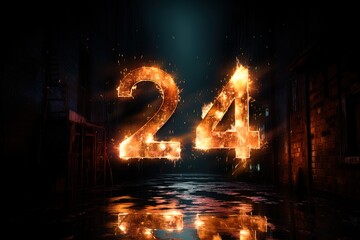 Wall Mural - New year Banner. 3d numbers on black background. Happy New Year. Generative AI