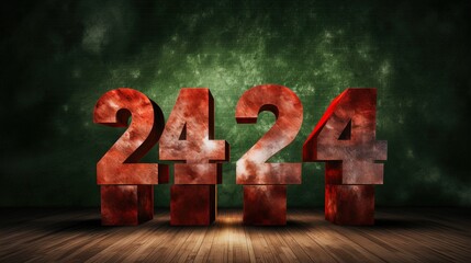 Wall Mural - New year Banner. 3d numbers on black background. Happy New Year. Generative AI