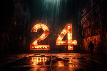 Wall Mural - New year Banner. 3d numbers on black background. Happy New Year. Generative AI
