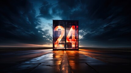 Wall Mural - New year Banner. 3d numbers on black background. Happy New Year. Generative AI