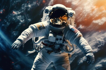 Wall Mural - Astronaut in outer space over the planet.