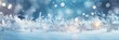 Abstract Christmas Lights and Snowflakes on Natural Snowdrift Background
