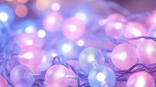 Bright And Cheery Pink Christmas Lights Twinkling With A Hint Of Blue