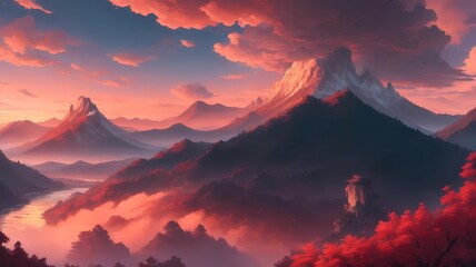 Wall Mural - stunning panorama with mountain