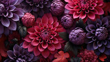 Late autumn arrangement featuring a variety of dark violet dahlia bloom