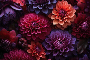 Canvas Print - deep purple dahlia blossoms wallpaper background