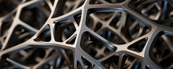 abstract metallic structure created with additive manufacturing or 3d printing technique. metal prin