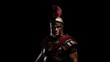 Barve Roman army war Commander, centurion wearing Lorica Segmentata armor. Ancient Greek Legionary Warrior, Gladiator in Greece closeup. Soldier posing isolated transparent background.