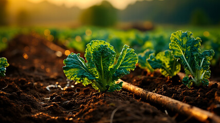 Canvas Print - young green onions in the garden