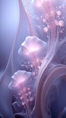 Wall Mural - purple abstract background Organic floral fractal structures , cosmic flower illustration, ornament