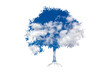 Tree icon concept of a stylized tree with leaves, lends itself to being used with text.