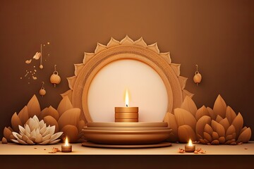 Wall Mural - Podium stage with Diwali concept for ads product or greeting card, copy space