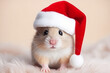 © ink drop - Cute festive Christmas mouse wearing a Santa hat