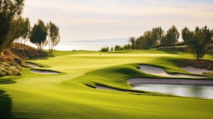 Wall Mural - aerial view of a beautiful green golf course