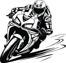 Motorcycle Racing Logo Monochrome Design Style