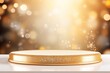 Abstract luxury background product display podium with golden light and bokeh effects Generative AI Illustration