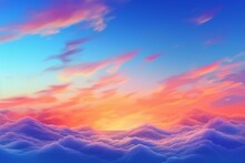 Colorful Sky With Blue And Orange Sunrise Gradient. Generative AI