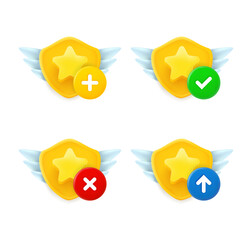 Aufkleber - Golden achievement icon set with different pictograms. 3d vector icons set