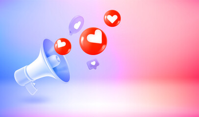 Aufkleber - Using social media network notifications. 3d vector banner with copy space