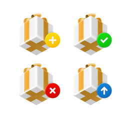 Aufkleber - Gift box icon set with different pictograms. 3d vector icons set