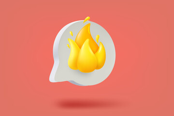 Poster - Speech bubble with flame. 3d vector illustration