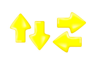 Aufkleber - Yellow arrows clipart isolated on white background. 3d vector element