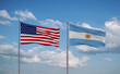 Argentina and USA flags, country relationship concept