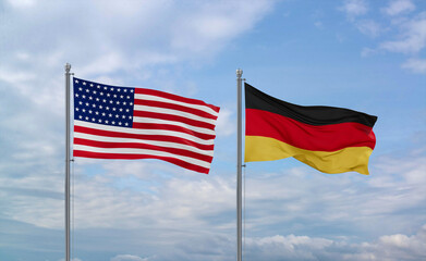 Wall Mural - Germany and USA flags, country relationship concept