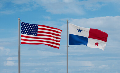 Wall Mural - Panama and USA flags, country relationship concept