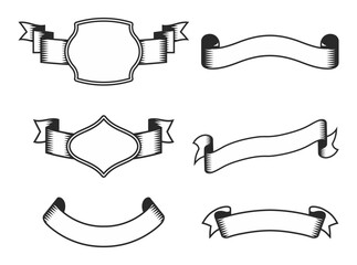 Ribbon monochrome set vector collection