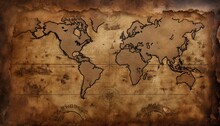 Old World Map On Old Paper,grungy,vintage 