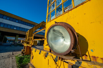 Dismantled yellow huge cranes